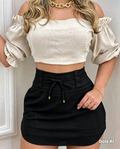 Saia Shorts de Linho Feminina — Cintura Alta — NÃO É POLIÉSTER! Várias Cores