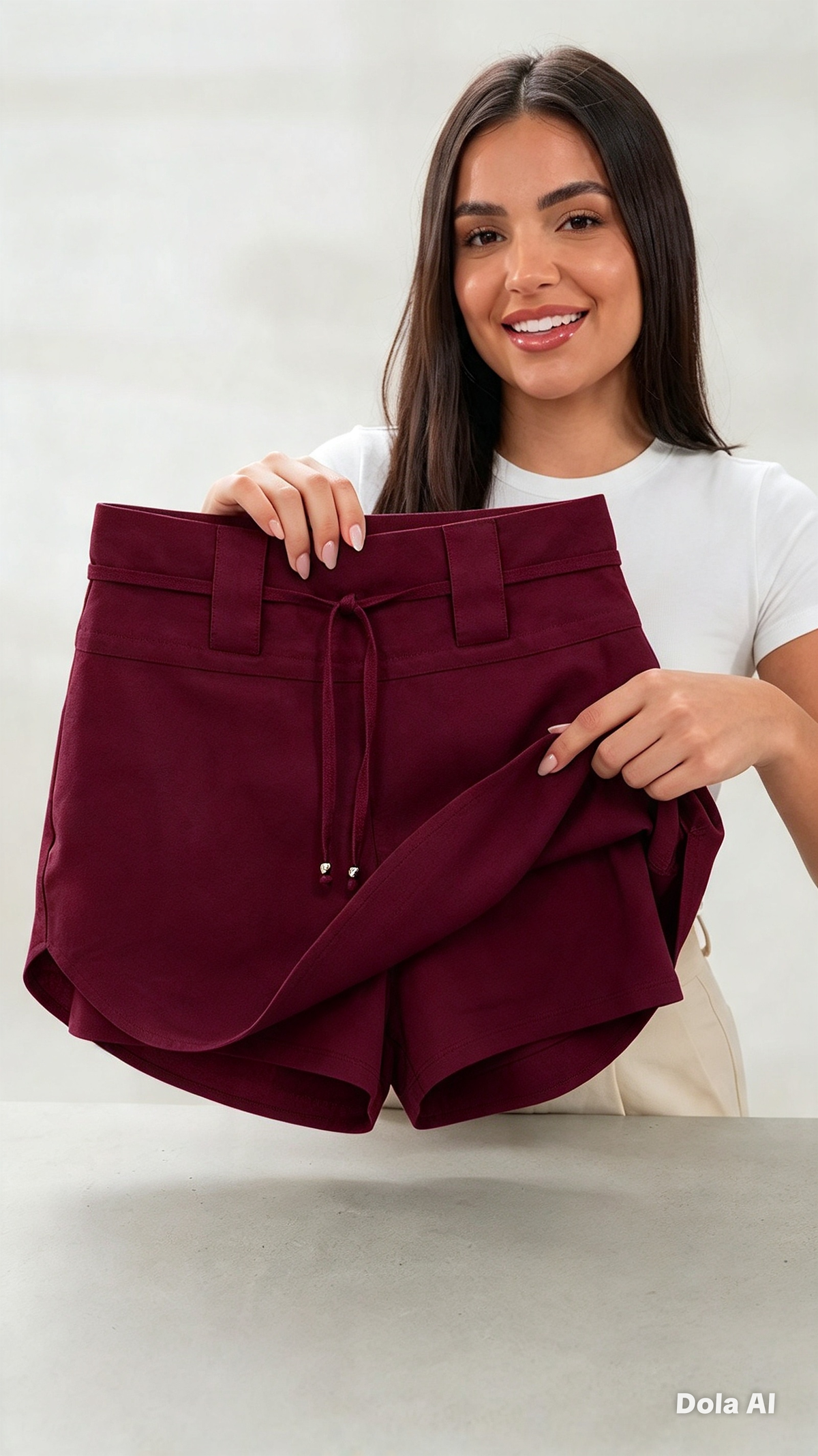 ✅ Dupla função: Saia Shorts Linho. Vermelho Vinho.