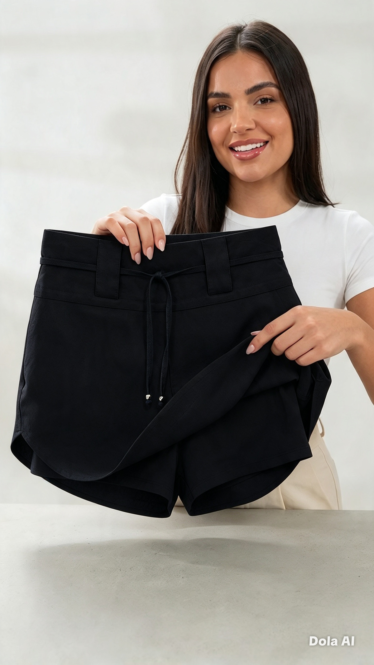 ✅ Dupla função: Saia Shorts Linho. Cor Preta.
