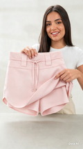 ✅ Dupla função: Saia Shorts em Linho .Rosa Bebe.