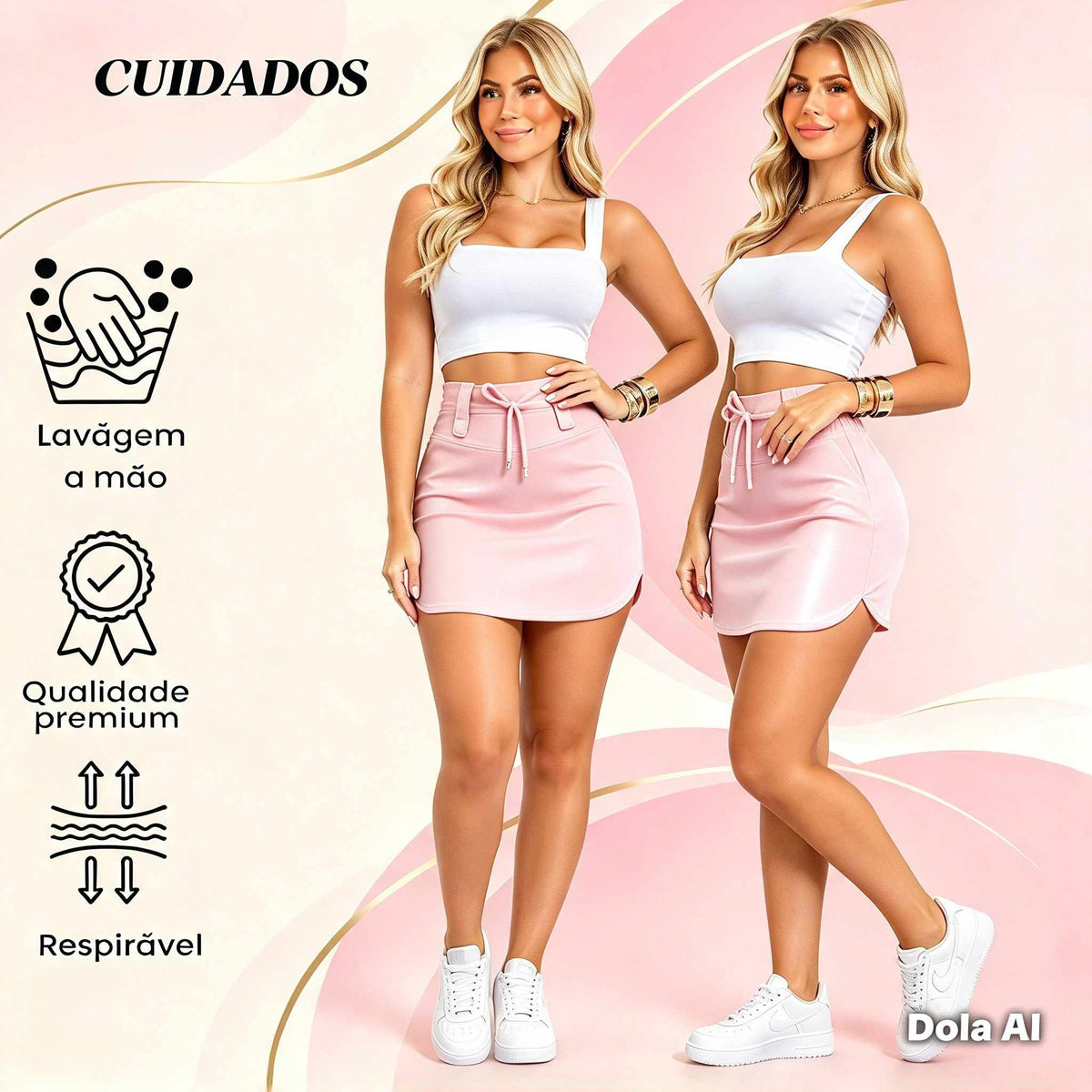 ✅ Dupla função: Saia Shorts em Linho .Rosa Bebe.